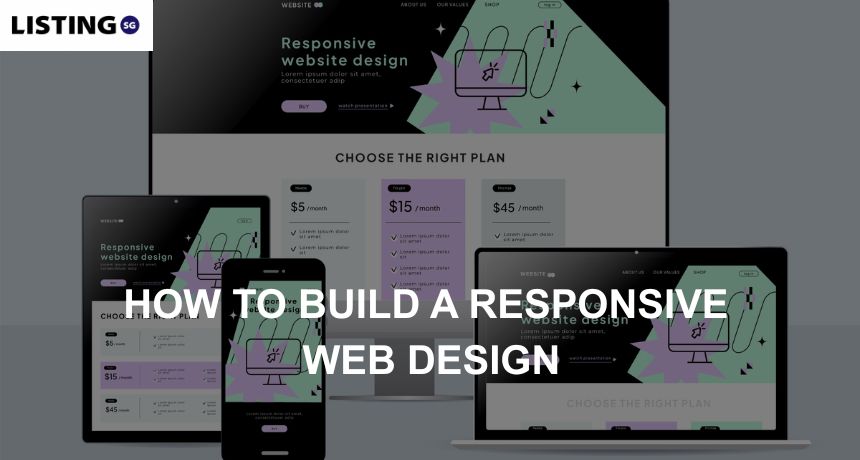 Alt text: Responsive website design seen across a desktop computer, laptop, tablet and smartphone