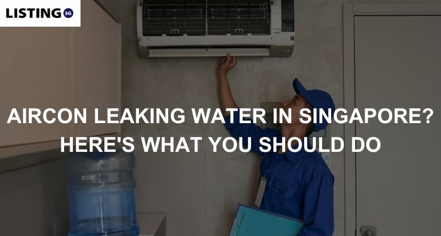 Photo of a technician inspecting an aircon leaking water