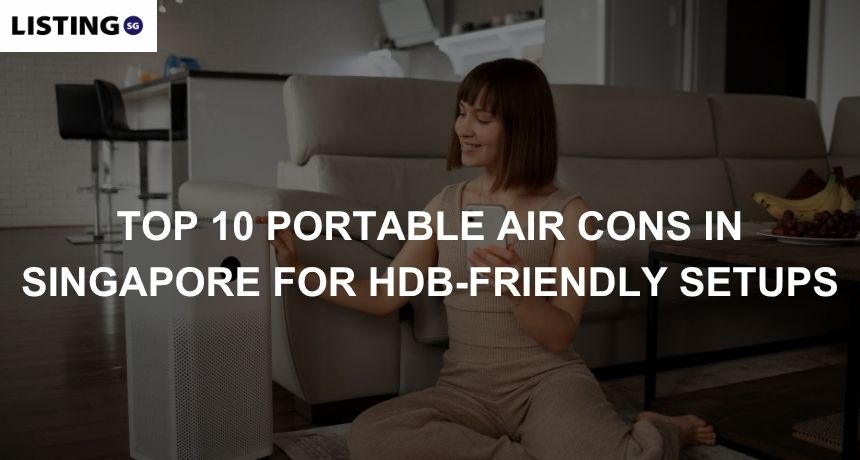 Woman using a portable air con